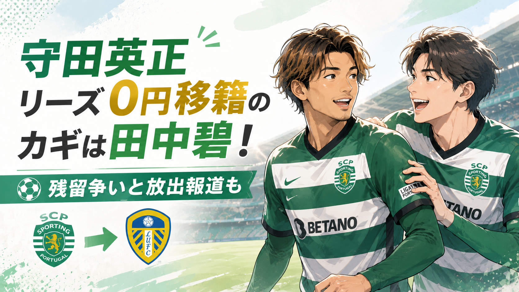 守田英正リーズ0円移籍のカギは田中碧!残留争いと放出報道も