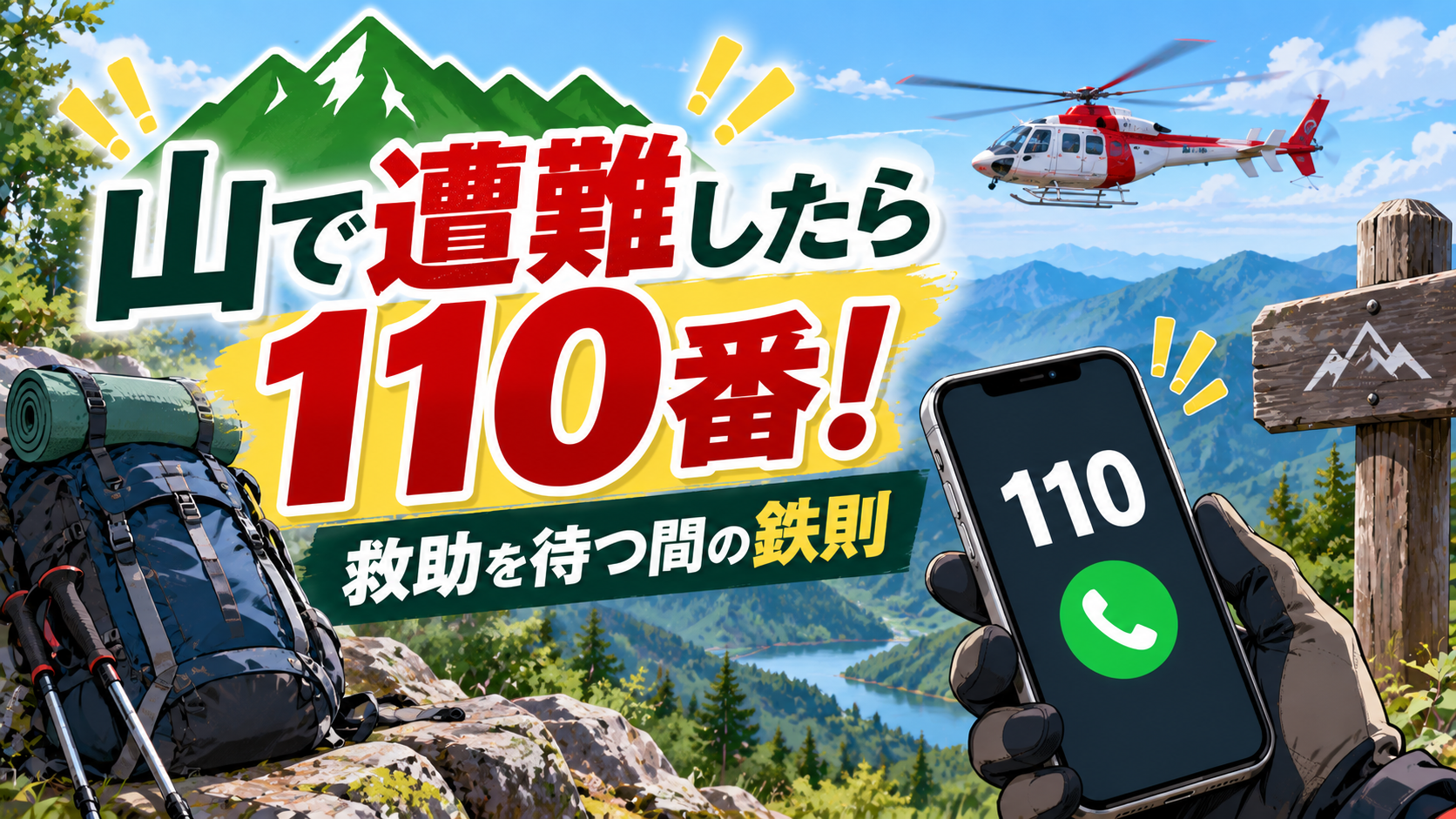 山で遭難したら110番!救助を待つ間の鉄則を確認