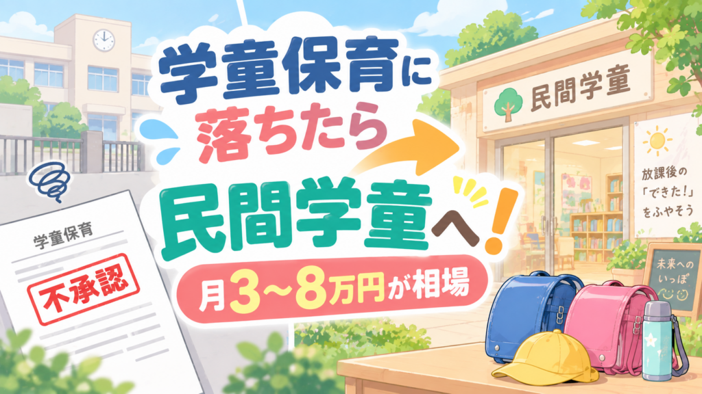 学童保育に落ちたら民間学童へ切替を！月3〜8万円が相場