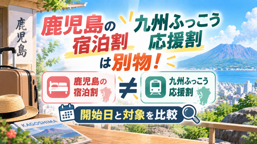 鹿児島の宿泊割と九州ふっこう応援割は別物！開始日と対象を比較