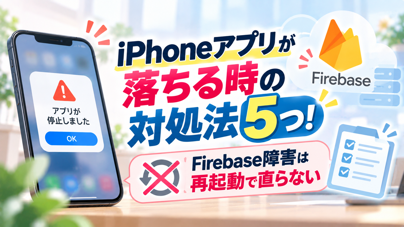 iPhoneアプリが落ちる時の対処法5つ!Firebase障害は再起動で直らない