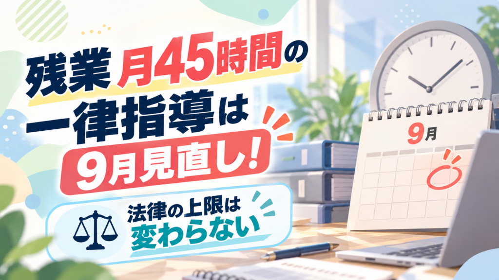 残業月45時間の一律指導は9月見直し！法律の上限は変わらない