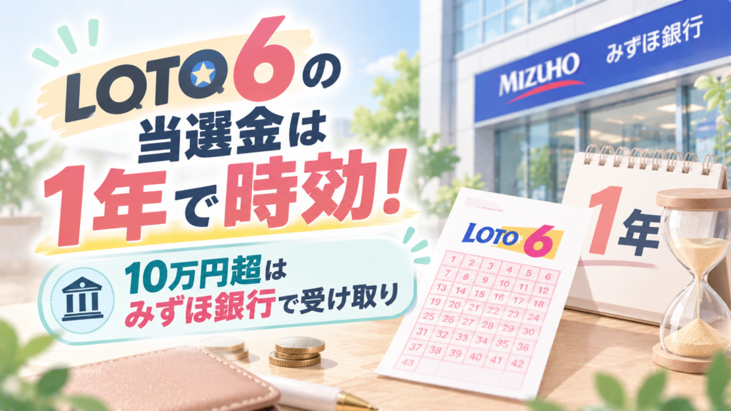ロト6の当選金は1年で時効！10万円超はみずほ銀行で受け取り