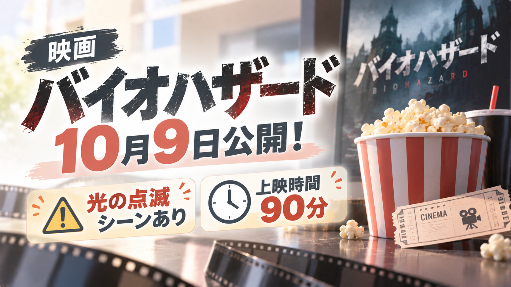 映画『バイオハザード』10月9日公開!光の点滅シーンあり・上映90分