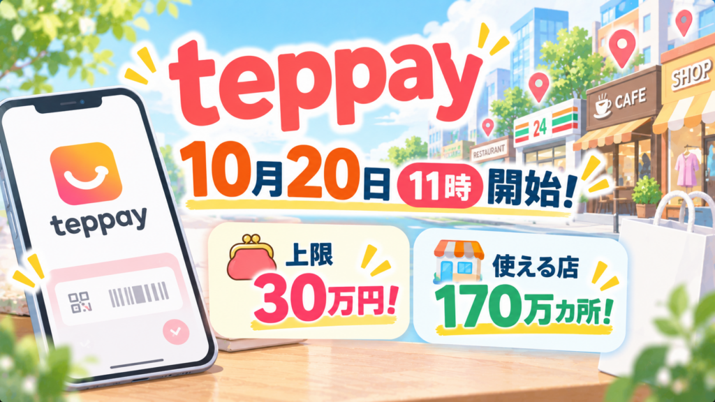 teppayは10月20日11時開始！上限30万円・使える店170万カ所