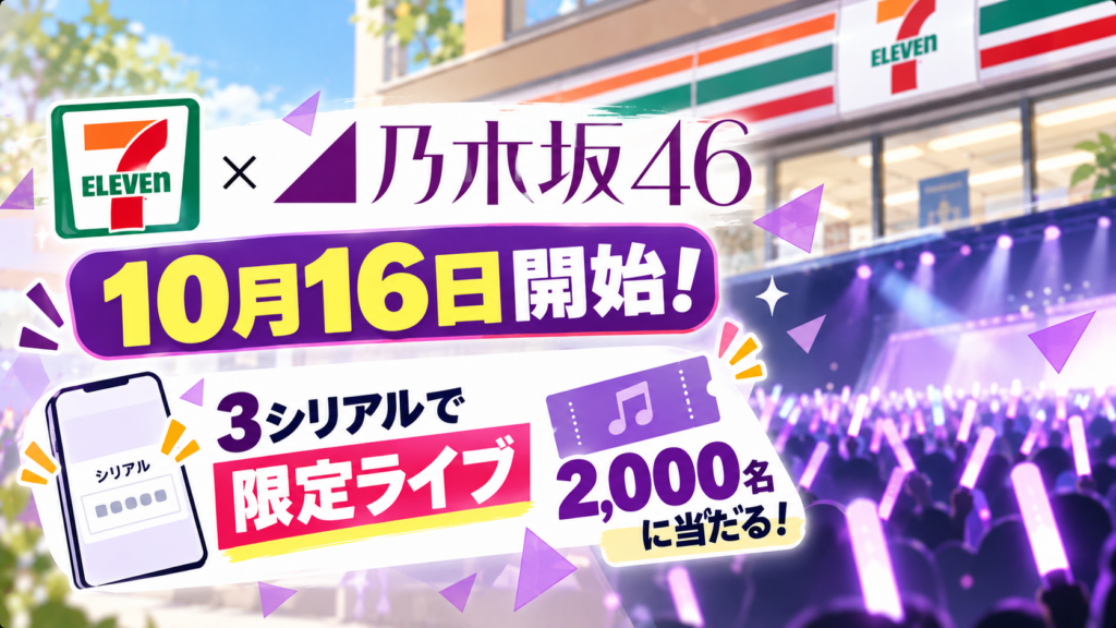 乃木坂46×セブンは10月16日開始！3シリアルで限定ライブ・2,000名