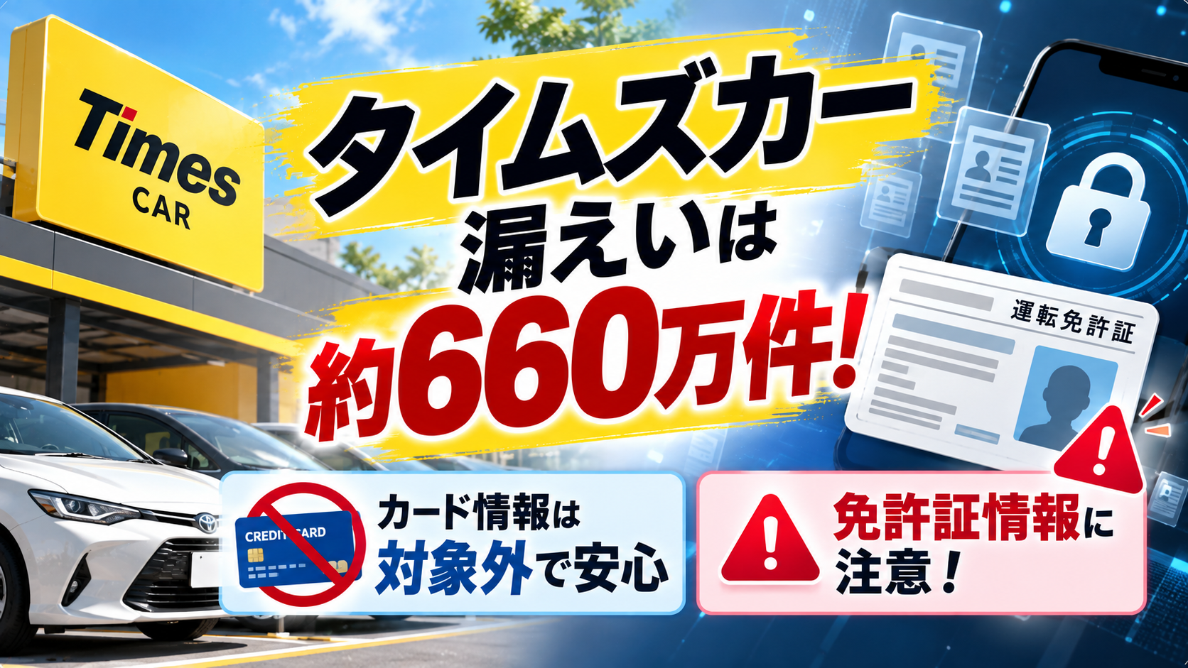 タイムズカー漏えいは約660万件!カード情報は対象外で免許証に注意
