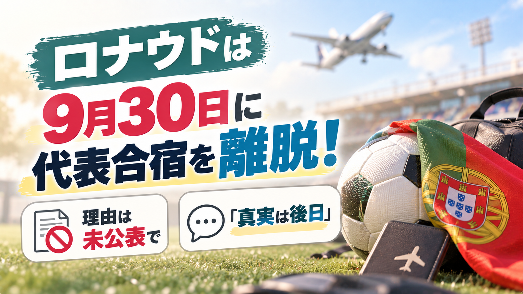 ロナウドは9月30日に代表合宿を離脱！理由は未公表で「真実は後日」