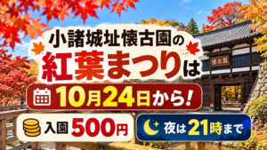 小諸城址懐古園の紅葉まつりは10月24日から！入園500円・夜は21時まで