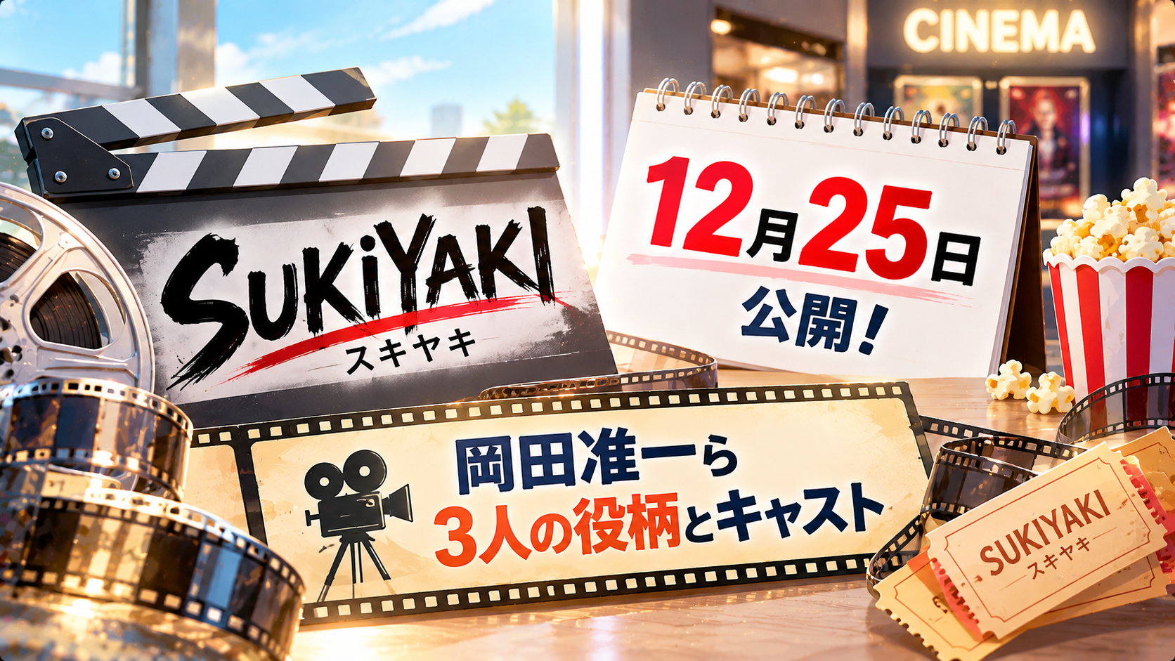 映画SUKIYAKIは12月25日公開！岡田准一ら3人の役柄とキャスト