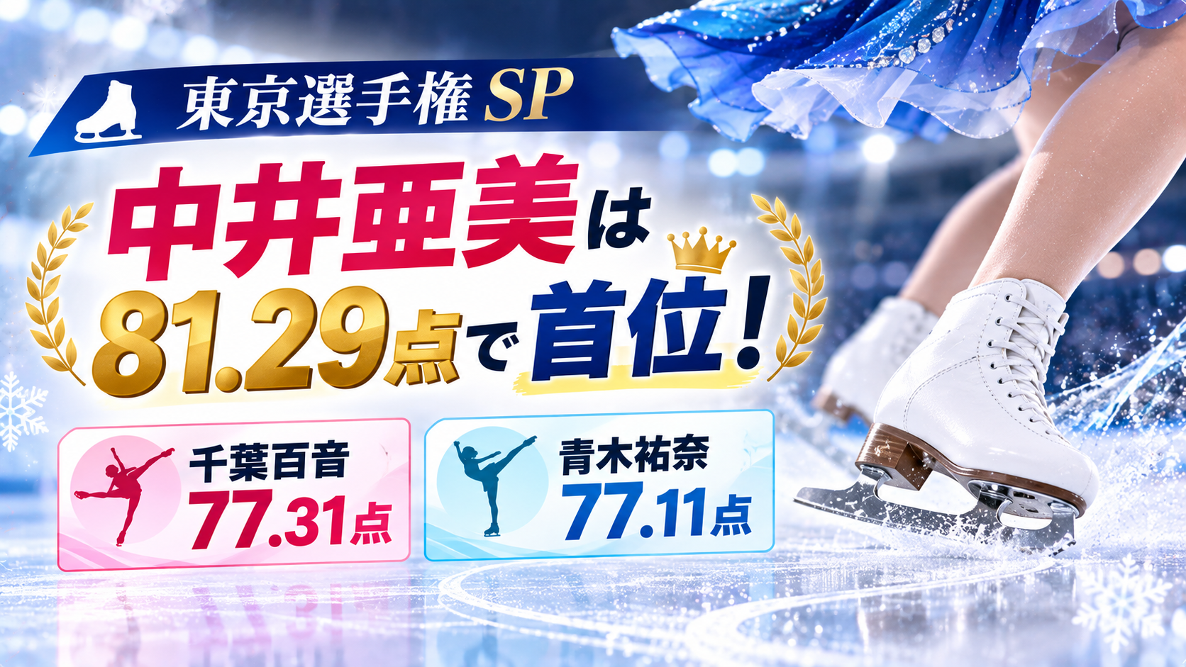 中井亜美は東京選手権SP81.29点で首位！千葉百音77.31点、青木祐奈77.11点